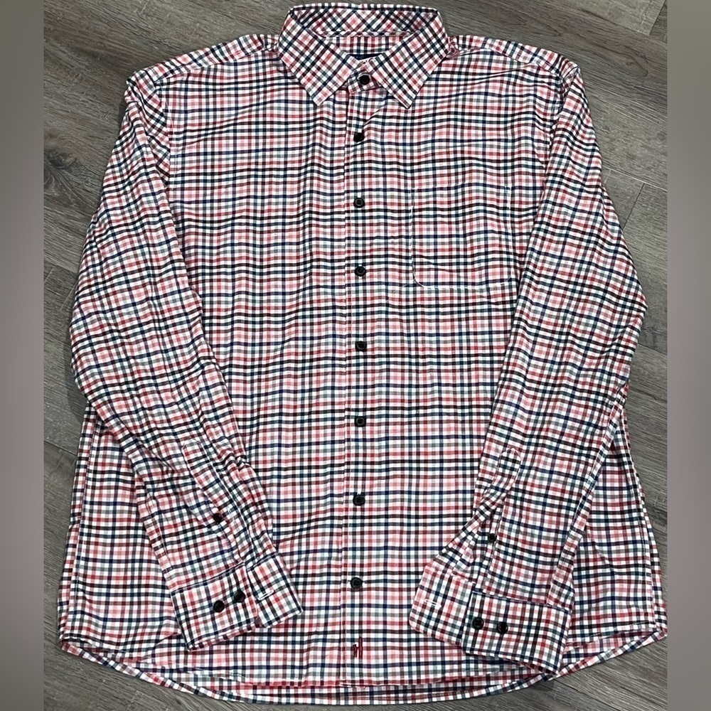 NWOT Johnnie-O Large Blue Amber Hangin’Out Stretch Cotton Designer Shirt Lux